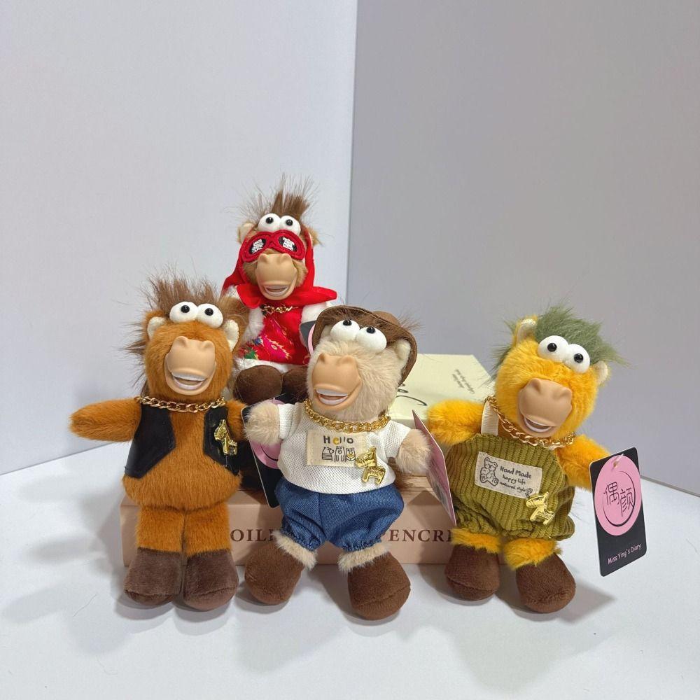 Creative Plush Horse Key Chain Fun Cartoon Steed Doll Funny Zodiac Pony Figurine Home Decoration