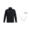 Under Armour UA Rival Mock Neck Logo Printed Soft Fit Raglan Long Sleeve Sweatshirt Men Sweatshirt Black 1386016-001