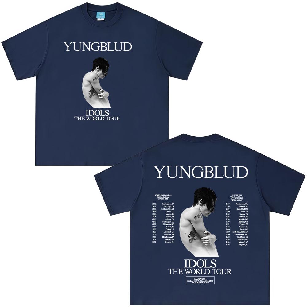 Yungblud IDOLS Мировой Тур 2025 Футболки Подарок для Фанатов Унисекс Женские Хип-Хоп Футболки с Коротким Рукавом Оверсайз Повседневные Хлопковые Футболки