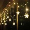 New 3M Christmas Light  Snowflake Curtain Icicle Fairy String Lights Outdoor Garland  Party Garden 2024  Year Decoration