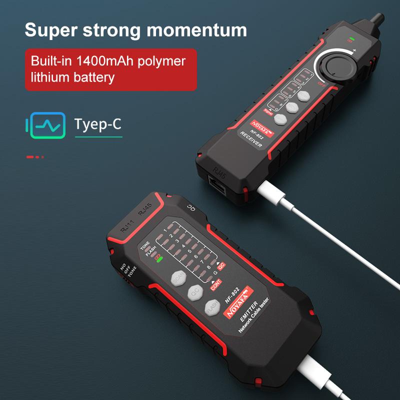 NOYAFA NF-802 Network Cable Tester RJ11 RJ45 Multifunction Wire Tracer Cat5 Cat6 LCD Display Measure Tester Network Tools