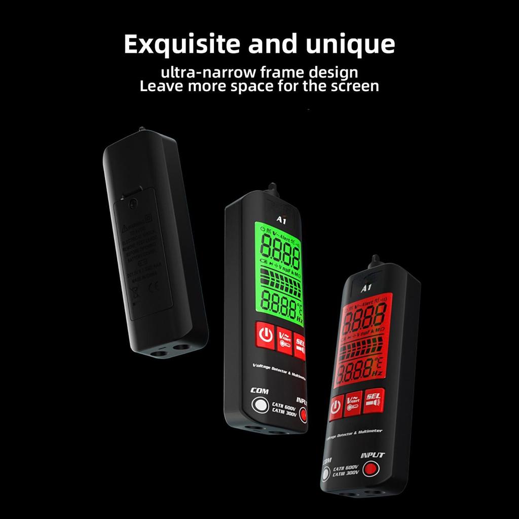 Мини-мультиметр A1, цифровой ЖК-тестер, детектор напряжения, 2000 отсчетов, постоянное/переменное напряжение, частотное сопротивление, NCV, непрерывность, провод под напряжением