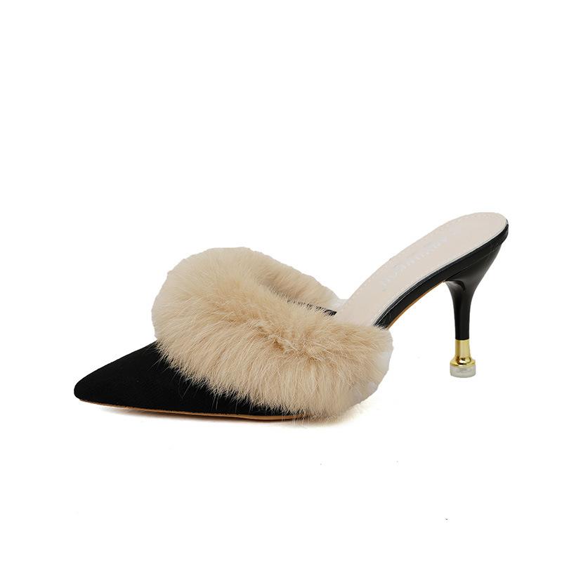 Mao Mao классные тапочки на высоком каблуке, женская новая модная верхняя одежда, универсальная, заостренная, тонкая сумка, половина головы 2025