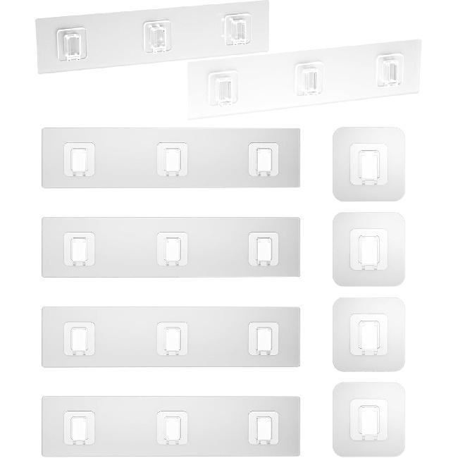 14 Pack Shower Caddy Adhesive Replacement Flat, Transparent Strong Adhesive Hooks, No Drilling, Waterproof Wall Hooks for Shower Caddy, Bathroom