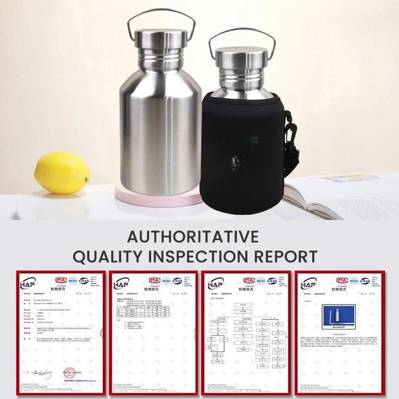 Бутылка для воды спортивная из нержавеющей стали большой емкости 2000 мл, неизолированная фляга для холодных и горячих напитков, герметичная дорожная кружка для улицы