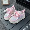 Girls Waterproof Leather Platform Sneakers | Bow Detail Comfortable Walking Flats, Non-Slip Casual Board Shoes for Kids