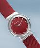Часы BERING Analog Quartz Classic Collection с ремешком из нержавеющей стали, сапфировым стеклом, красным сетчатым ремнем x серебром, подлинный импортный продукт, внутренняя гарантия 3 года