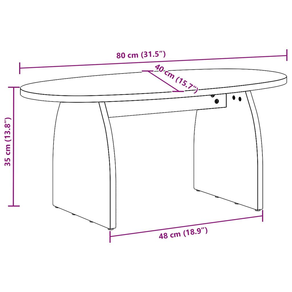 Coffee Table Brown 80 x 40 x 35 cm Solid Pine Wood