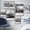 Black And White Travel Poster Print World City Landscape Canvas Painting Berlin Krakow Sydney Nordic Wall Art Picture Home Decor