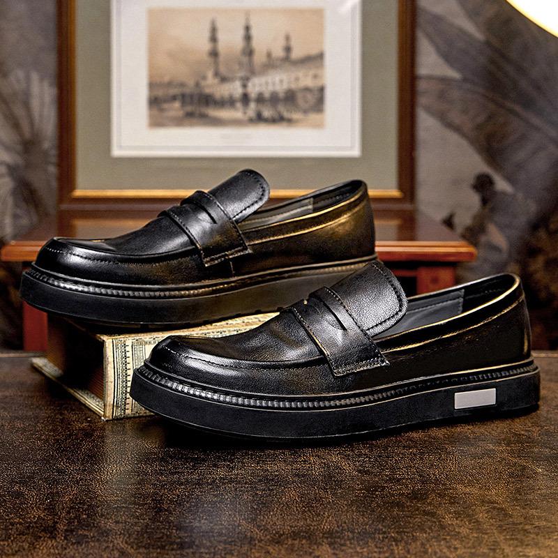 Мужские мокасины с одной педалью ручной работы из натуральной кожи в стиле ретро, дышащие, с мягкой подошвой, повседневные кожаные туфли для мужчин, британские мужские туфли