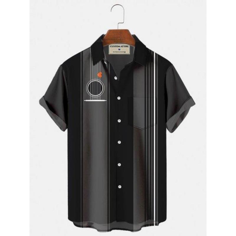 Летние гавайские рубашки для мужчин 3D винтажный музыкальный рокер гитара принт пляжная рубашка короткий рукав футболки топы Harajuku Ropa Hombre M-3XL