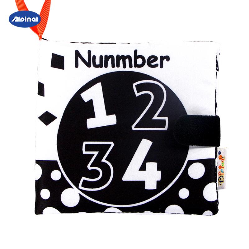 Aipinqi Черно-белая Детская Тканевая Книга Монтессори: Визуальная стимуляция для детей, устойчивая к разрывам