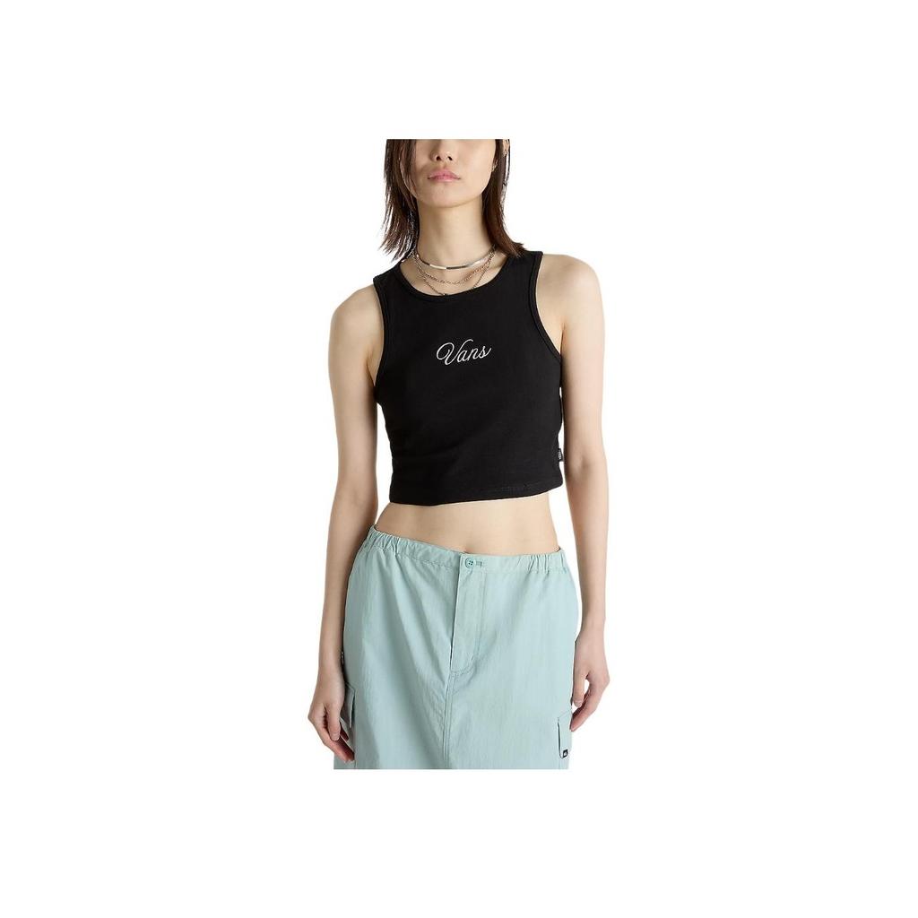 Vans Small Staple Fitted Crop Tank Top Women Tops Black VN000HGEBLK