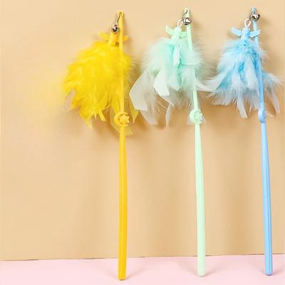1 шт. Новая игрушка для кошки Палочка-дразнилка для кошки Длинная палочка Перо для кошки Палочка-дразнилка для кошки Саморазвлечение для снятия скуки Товары для питомцев