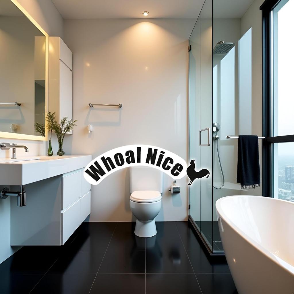 Whoa Nice Toilet Sticker Decal, Funny Cock Toilets Stickers, Waterproof Vinyl Wall Art Sign Decor, Removable Self-Adhesive Toilets Seat Quote Murals