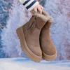 Женские зимние ботинки на толстой платформе, теплые зимние замшевые полусапожки с подкладкой из искусственного меха, удобные женские нескользящие ботинки для ходьбы с боковой молнией