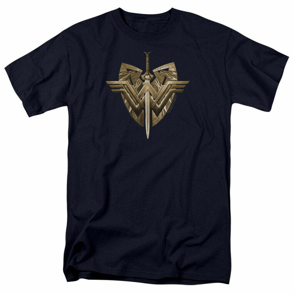 Wonder Woman Movie Sword Emblem T Shirt Licensed Comic Book Hero Tee Navy Blue