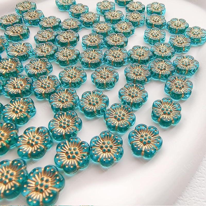 Harovo бусины цветы бусины микс антикварные бусины акриловые бусины декоративные бусины бусины ручная работа браслет серьги аксессуары части 100 штук аквамарин