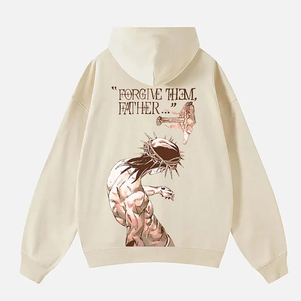 Мужская толстовка с капюшоном «Прости им, Отец, стихи из Библии» с принтом осень-зима для взрослых и детей, уличная толстовка с капюшоном, повседневная свободная толстовка унисекс
