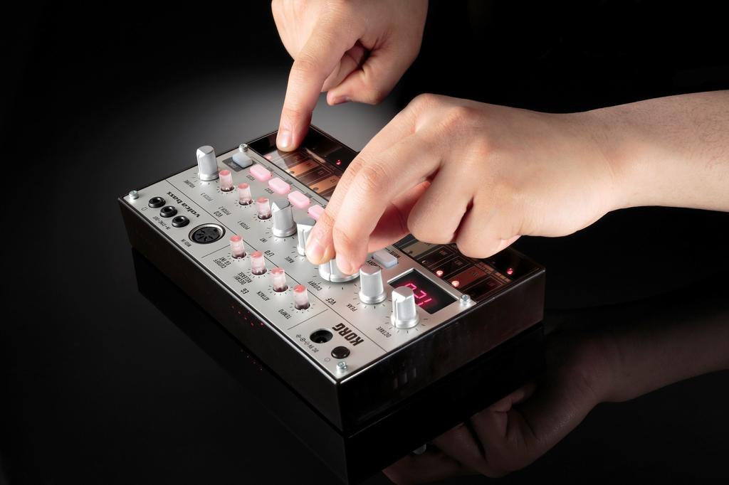 KORG Volca Bass Analog Bass Machine with 16-Step Sequencer, Built-in Speaker, Headphone Compatible, and Compact Design for Use Anywhere