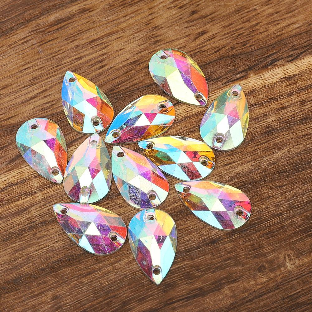 200 шт. хрустальные бусины из акриловой смолы, капельные швейные пуговицы со стразами, 7x12 мм, украшение для обуви