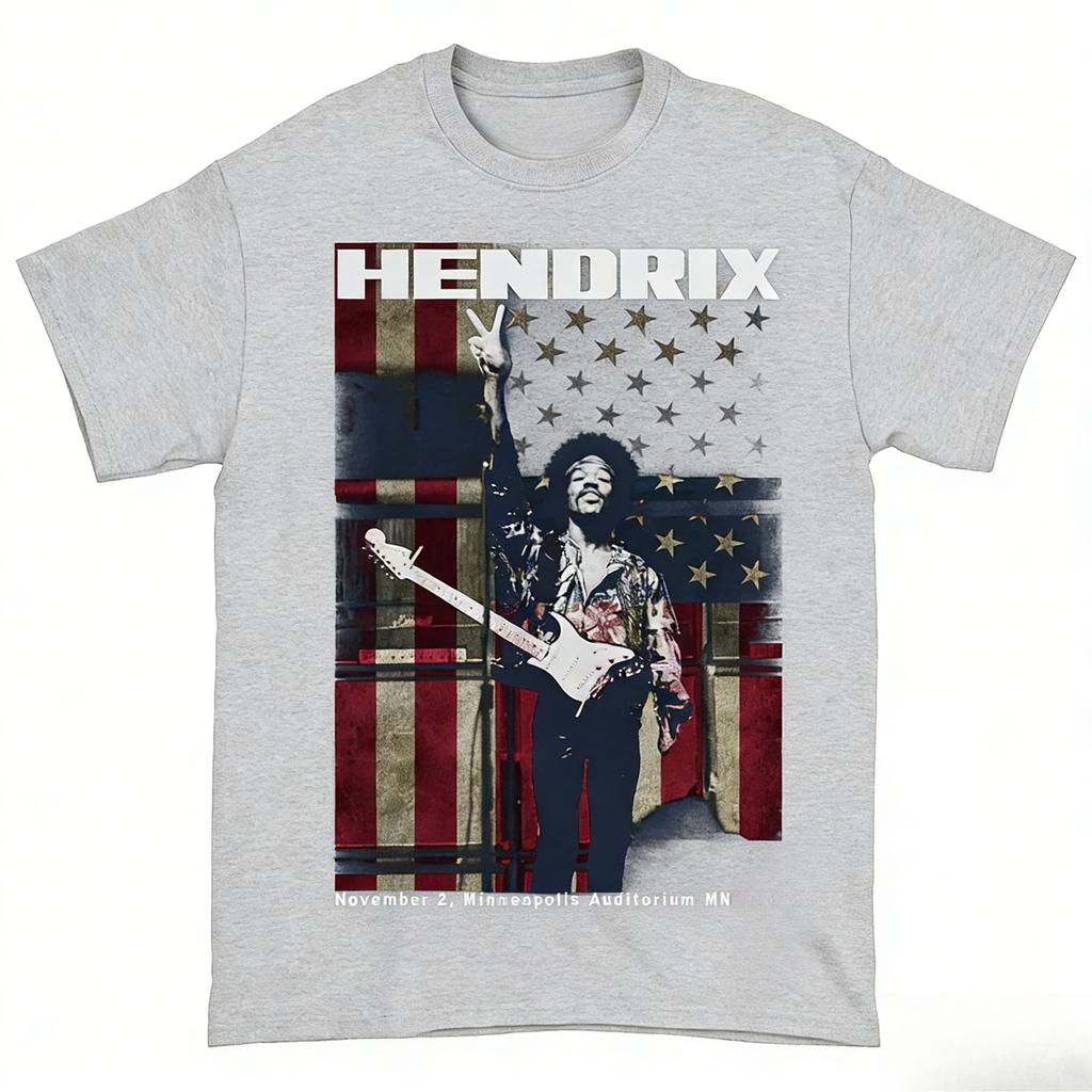 singer Jimi Hendrix 100Cotton Unisex Tshirt Minneapolis Auditorium album Graphic Women unisex oversized hip hop Y2k fashion shirt