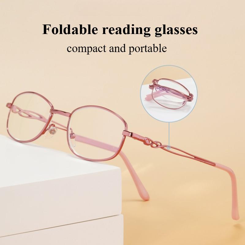 Foldable Reading Glasses High-Definition Anti Blue Light Glasses Women'S Portable Anti Fatigue Presbyopia Glasses