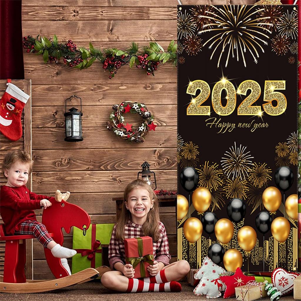 New Year's Eve Door Hanging Background Cloth New Year Party Decoration