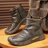 Износостойкие ботинки осенне-зимняя мода нескользящие черные бархатные ботинки мартин новая универсальная мужская обувь удобные кожаные ботинки