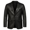 Lambskin Genuine Stylish Blazer Leather Handmade Formal Soft Men's Black Office