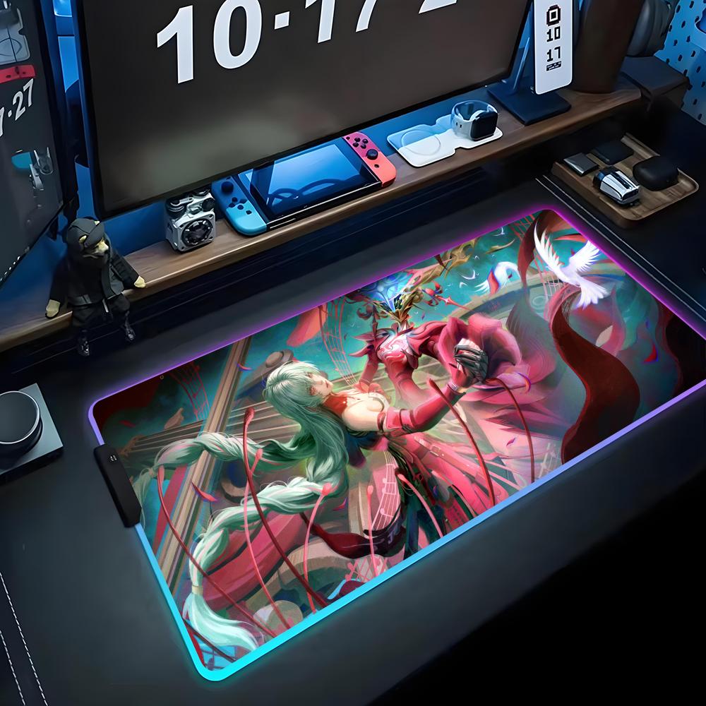 Phrolova wuthering Коврик для мыши RGB Игровой коврик для мыши Большой светодиодный коврик Настольный коврик для ПК Светящийся коврик для мыши Большие коврики для клавиатуры Настольный ковер С