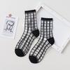 1 Pair Women Socks  Summer 15 Styles Harajuku Thin Transparent Sock Striped Plaid Dots Breathable Funny Socks Casual Ankle Socks
