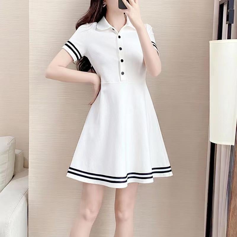 Повседневное платье-футболка средней длины для женщин, Новое летнее платье-поло приталенного кроя и с узкой А-силуэтной юбкой