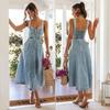 European & American Denim High-Waisted Pocket Lapel Casual Dress