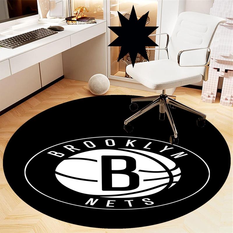 Brooklyn Nets Printed Round Rug Carpet Chair Rug Area Rug Entryway Doormats,for Office Chair Living Room Bedroom Kitchen Room.
