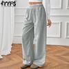 Women's Fashion Casual Solid Color Print High Waist Trousers Pants & Capris