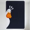 Dark Blue Metal Tin Sign with Cartoon White Duck & Exclamation/Question Marks Artwork - Vintage Comic Style Plaque for Home Bar
