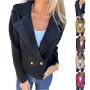 Fashionable Women's Spring Casual Cardigan Solid Color Lapel Jacket