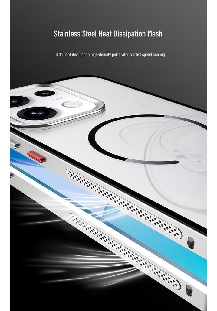 Совместимый металлический охлаждающий чехол Snap-On для Oppo Reno16 Pro - Матовая задняя панель с ощущением голого металла