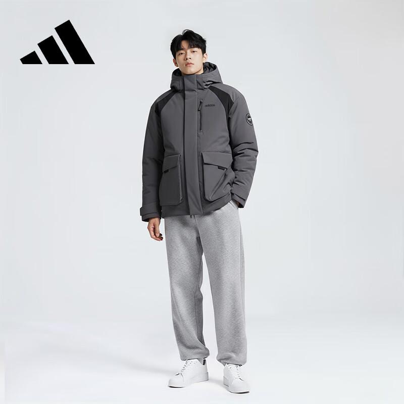 adidas Мужская серая парка с капюшоном, наполнитель 600 Fill Power
