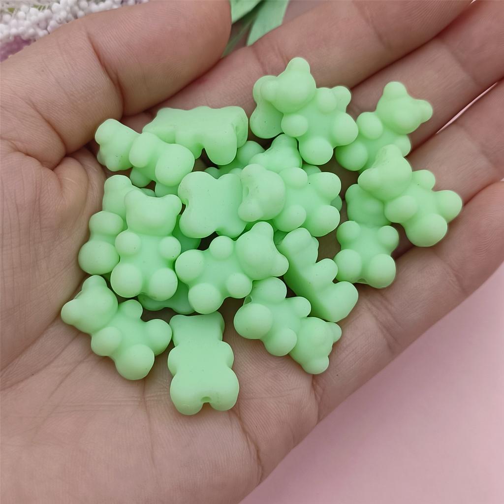 Высокое качество 20 шт. однотонных резиновых бусин 18*11 мм браслеты в форме медведя изготовление украшений своими руками ожерелье милые бусины в форме медведя