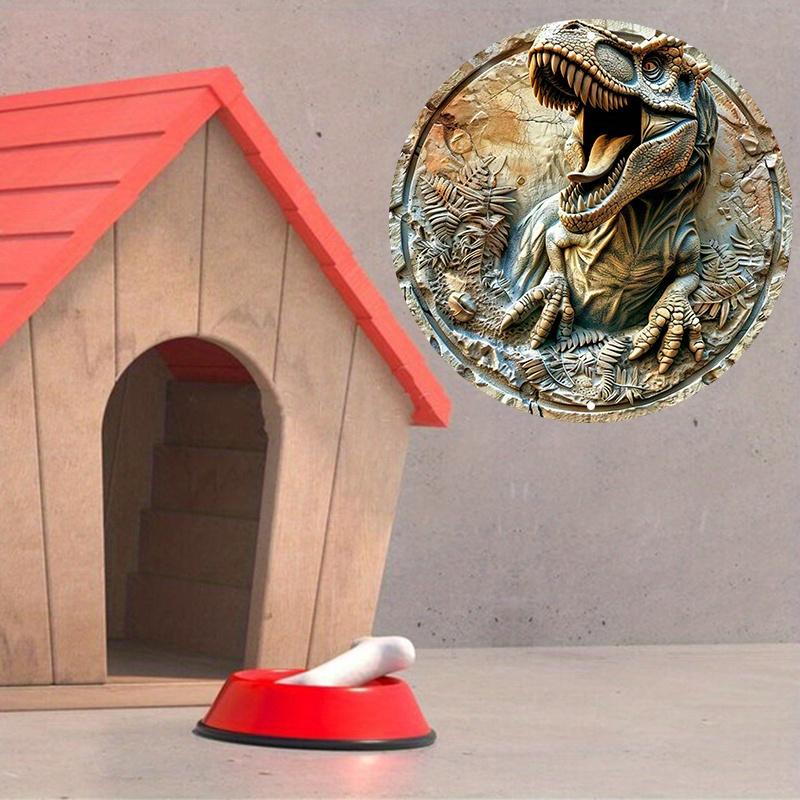 Плоский круглый деревянный знак с динозавром, настенное искусство, водонепроницаемый, домашний декор для общежития, украшение для питомца, подарок на День святого Валентина