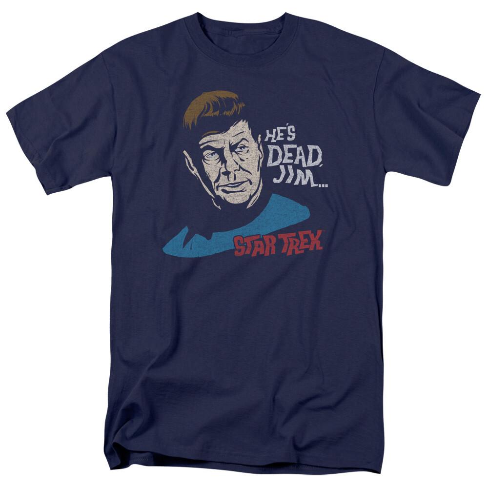 26 Star Trek He's Dead Jim T Shirt Licensed Sci-Fi TV Classic Tee New Navy Blue Unisex T-Shirt