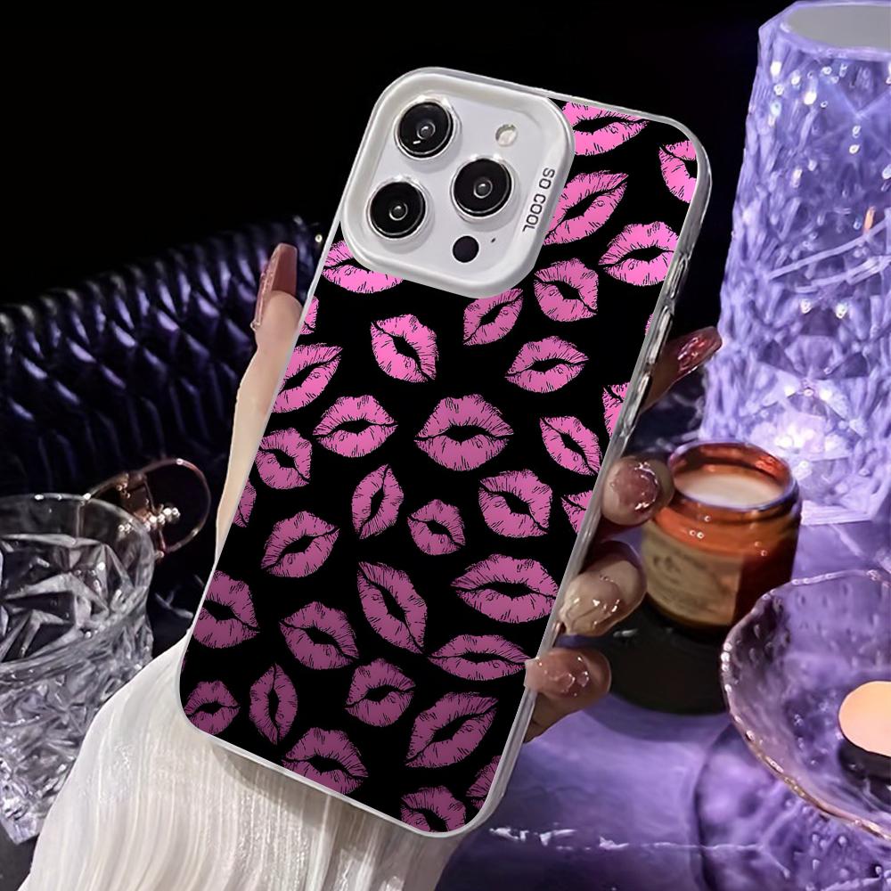 Kiss Lips Cute White Translucent Mobile Phone Case for iPhone 17 16 15 14 13 12 11 X XR XS Air Pro Max Plus Colorful Cover