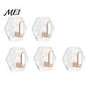 Wall Storage Hooks Acrylic Adhesive Hooks, Hexagonal Wave Shape, No Drilling Easy Transparent Installation Hook, Modern Style Clear for Bathroom