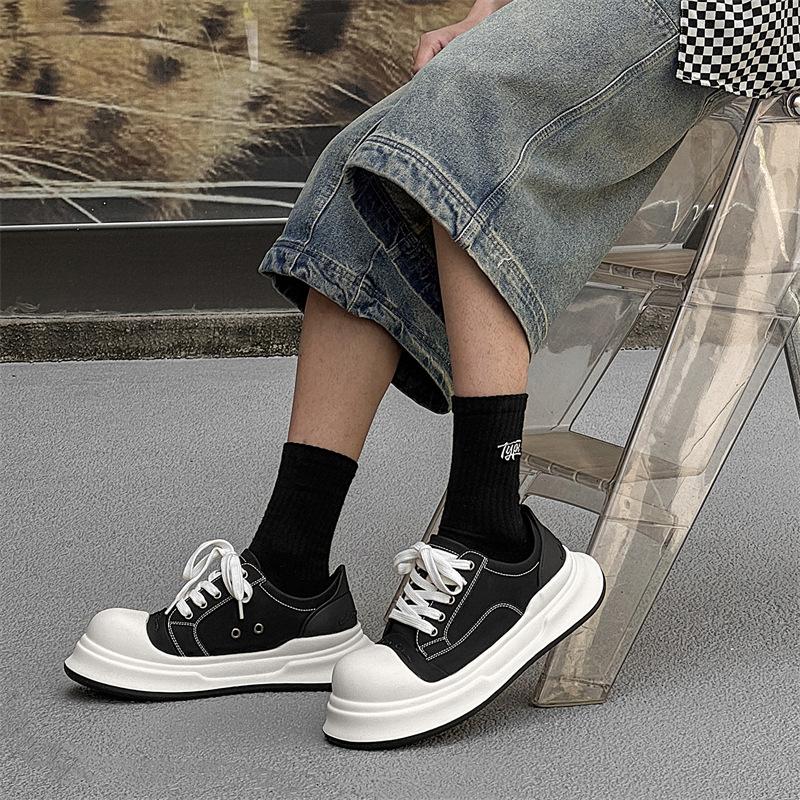 Новые мужские туфли на толстой подошве, увеличивающие рост, нишевая уродливая симпатичная обувь 2025 года, весна и осень, новые универсальные повседневные туфли для сноуборда 50679-J