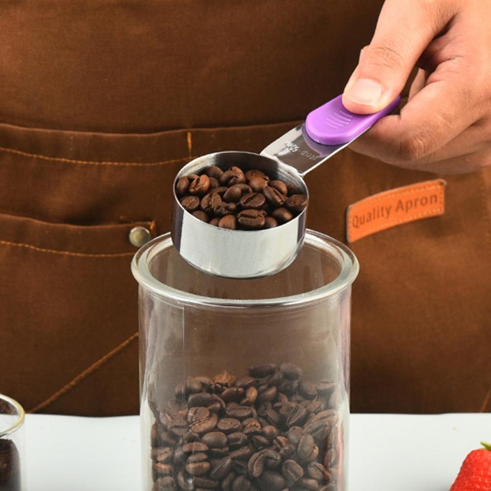 7 Piece/Set with Scale Stainless Steel Measuring Spoon Magnetic Handle Teaspoon Coffee Scoop Grain