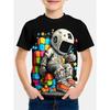 Children's Clothes Kids Colorful Square Astronaut Clothes Short Sleeve T-shirty Child T-shirt Baby Boys Clothing