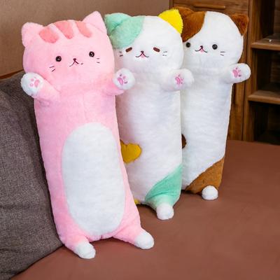 Милый Кот Животное Длинная Подушка-Игрушка Детская Кровать Подушка для Сна Трехцветный Котенок Плюшевая Кукла Подарок на День Рождения