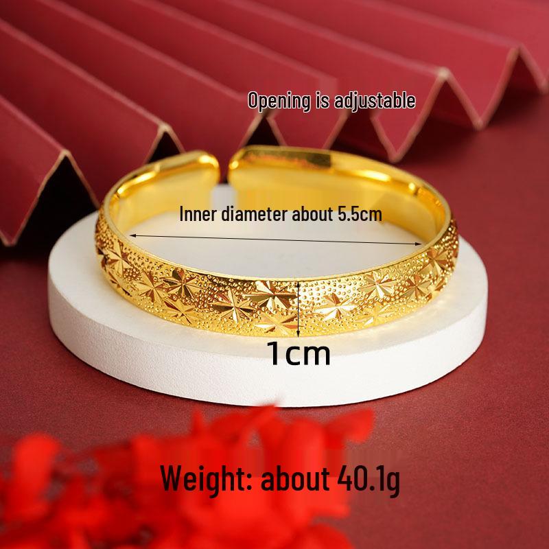 Вьетнамский браслет-манжета из песочного золота с текстом Сердечной сутры: Долговечный браслет из звездного латунного сплава для женщин.